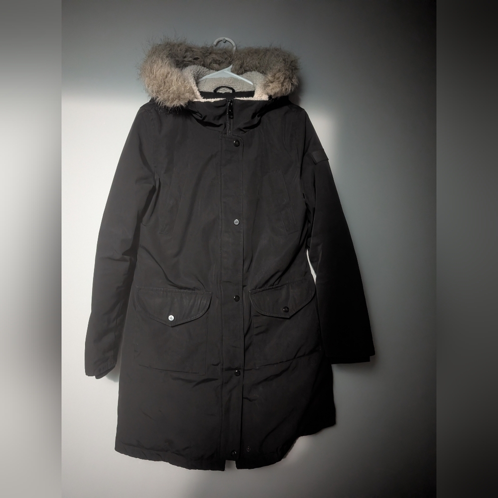 $290 Ralph Lauren Womens Black Faux-Fur Insulat Puffer Parka Coat Jacket Size M